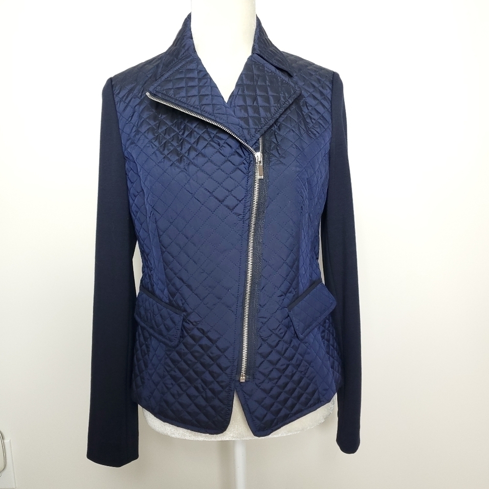 Jones NY navy quilted/knit jacket PM